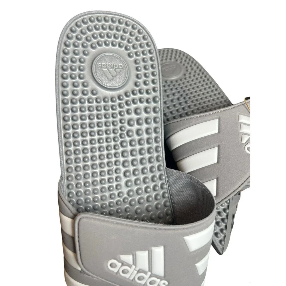 New ADIDAS Adissage Mens‎ Slides Sandal Grey/White/Grey Size 18 US Men HQ4373